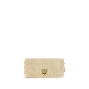 PINKO Beige Love Click Raffia Shoulder Bag