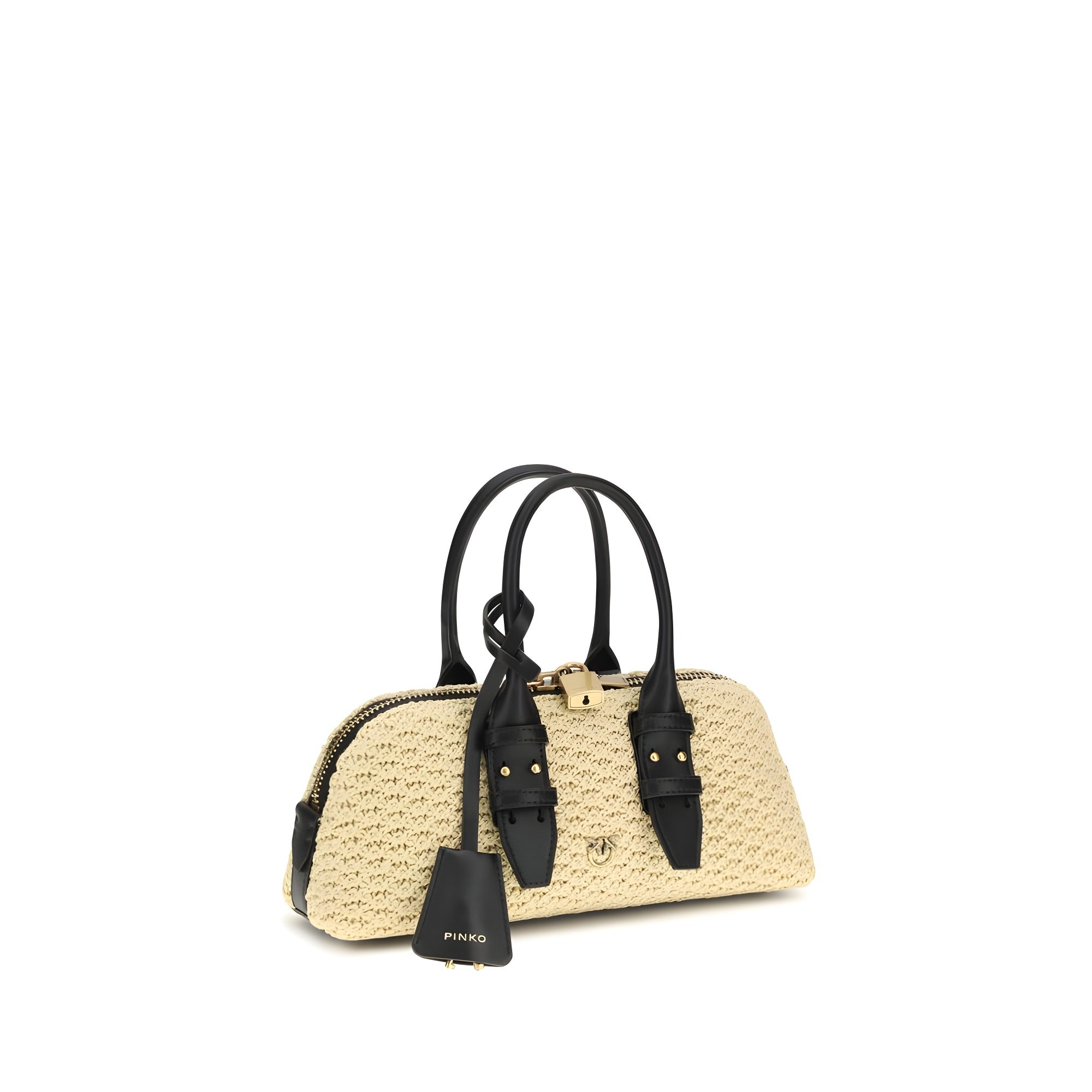 PINKO Beige Raffia Shoulder Bag