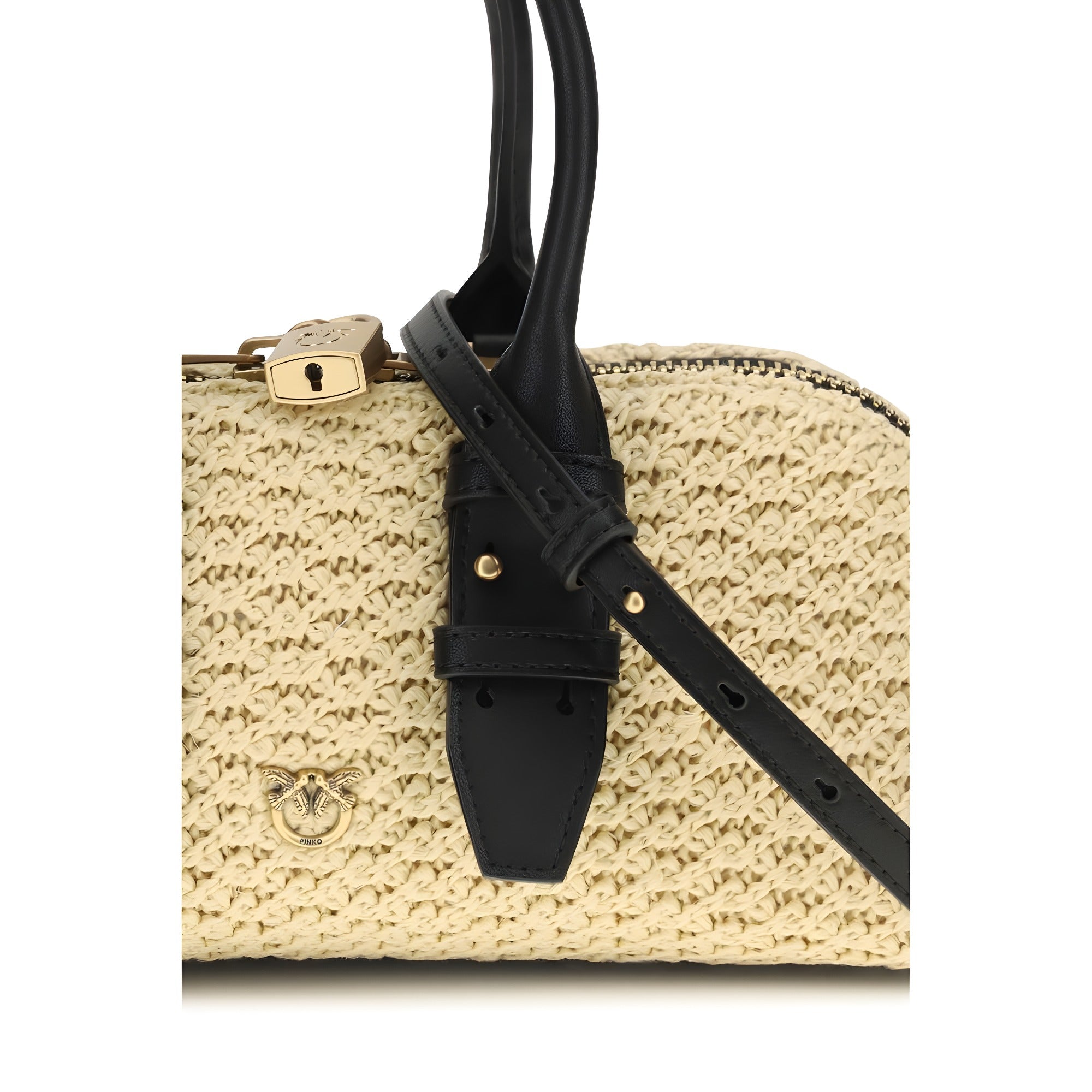 PINKO Beige Raffia Shoulder Bag