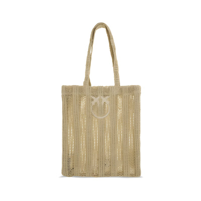 PINKO Beige Easy Tote Raffia Bag