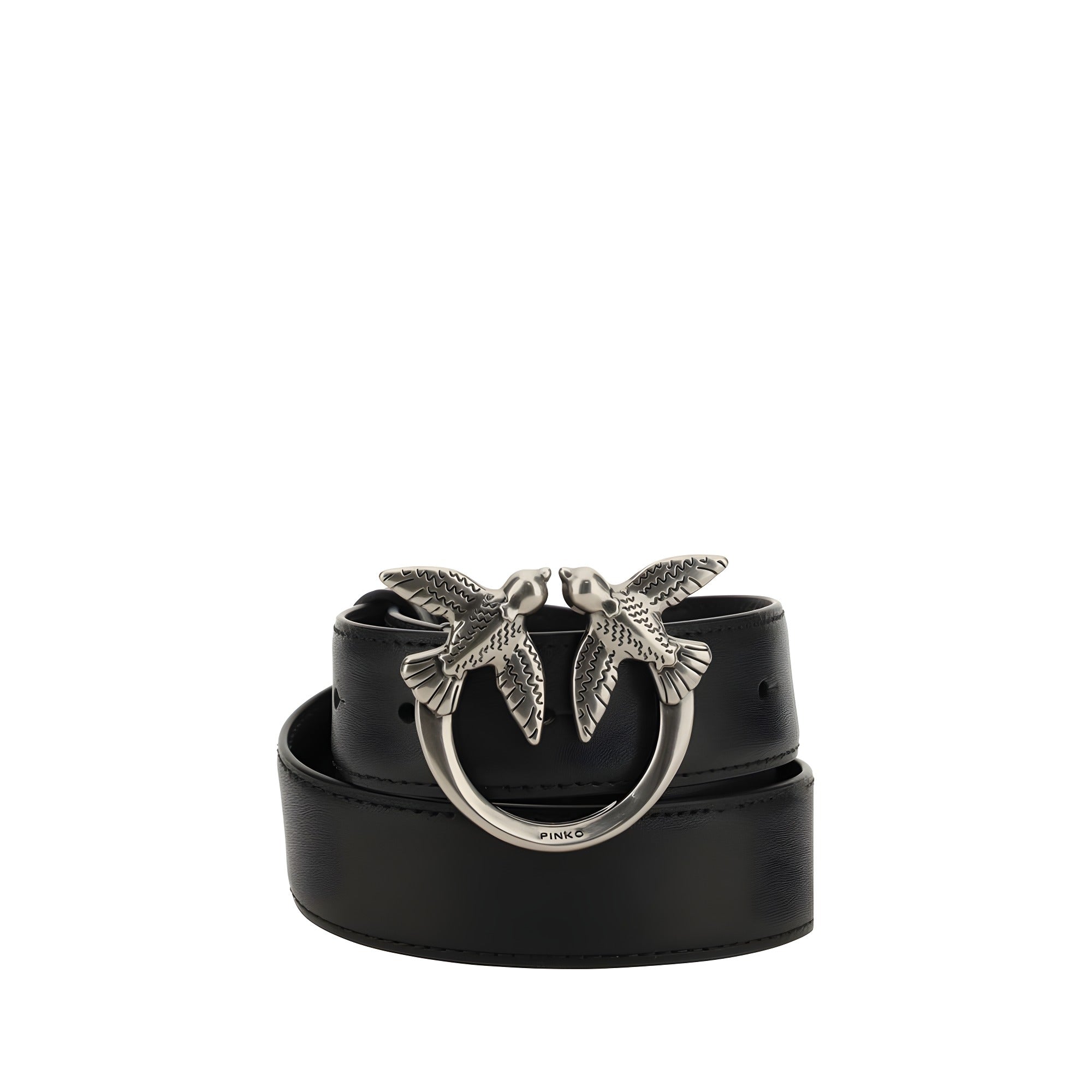 PINKO Black Calf Leather Regular Belt