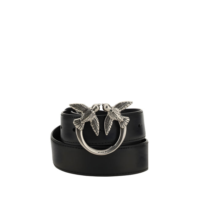 PINKO Black Calf Leather Regular Belt