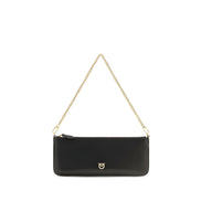 PINKO Black Calf Leather Shoulder Bag