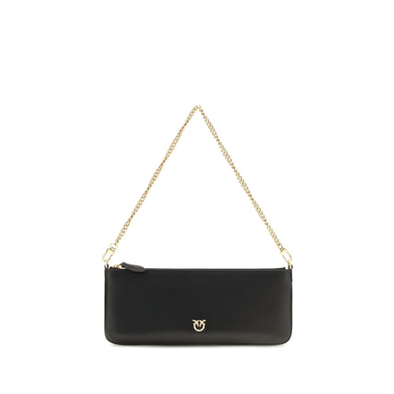 PINKO Black Calf Leather Shoulder Bag