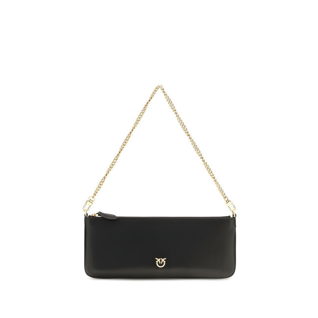 PINKO Black Calf Leather Shoulder Bag