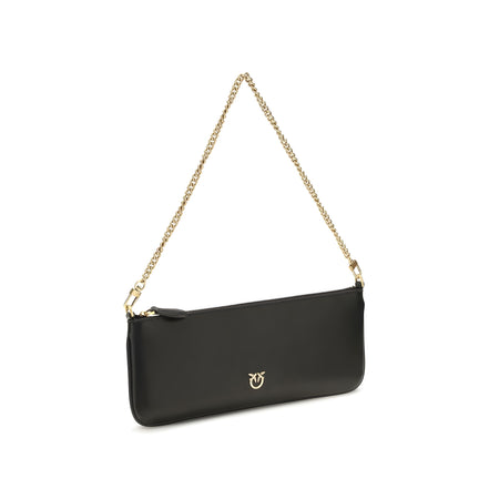 PINKO Black Calf Leather Shoulder Bag