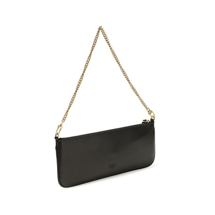 PINKO Black Calf Leather Shoulder Bag