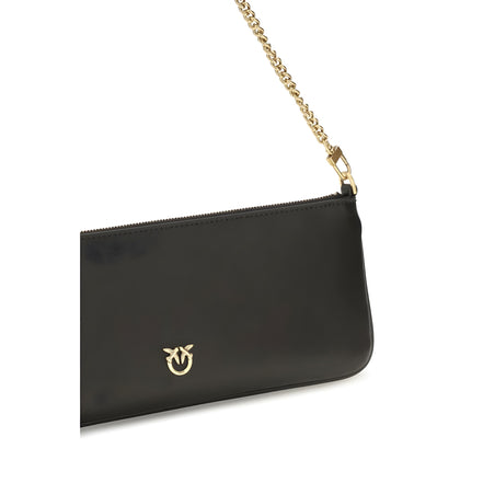 PINKO Black Calf Leather Shoulder Bag