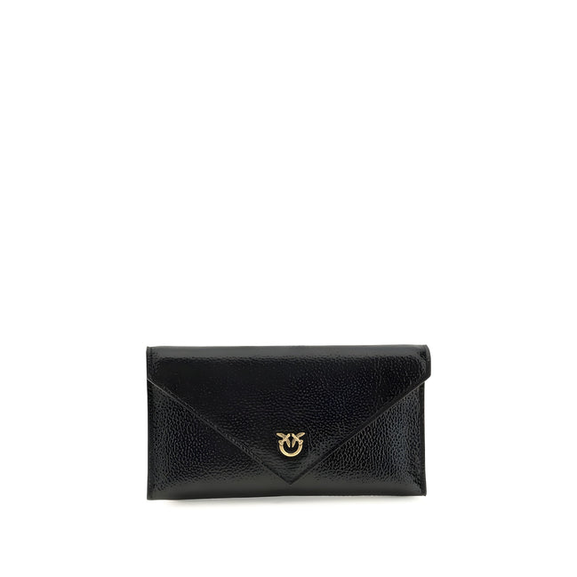 PINKO Black Calf Leather Clutch Bag