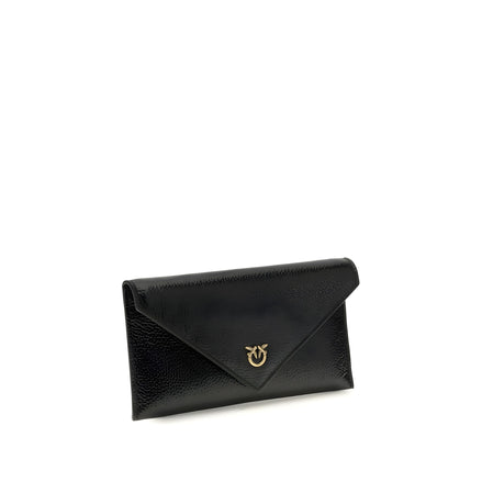 PINKO Black Calf Leather Clutch Bag