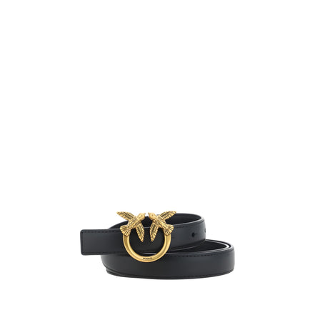 PINKO Black Calf Leather Regular Belt