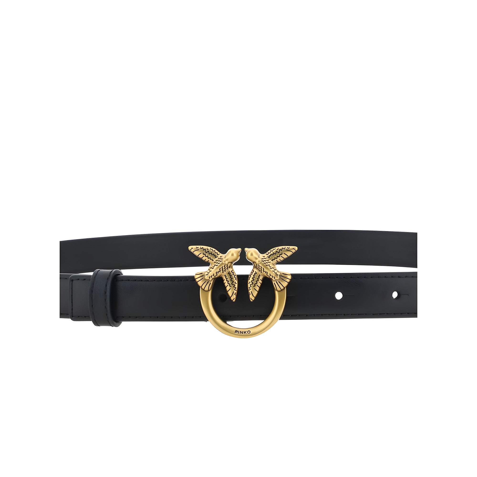 PINKO Black Calf Leather Regular Belt