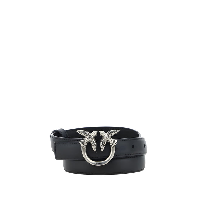 PINKO Black Calf Leather Regular Belt