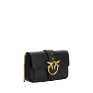 PINKO Black Calf Leather Shoulder Bag