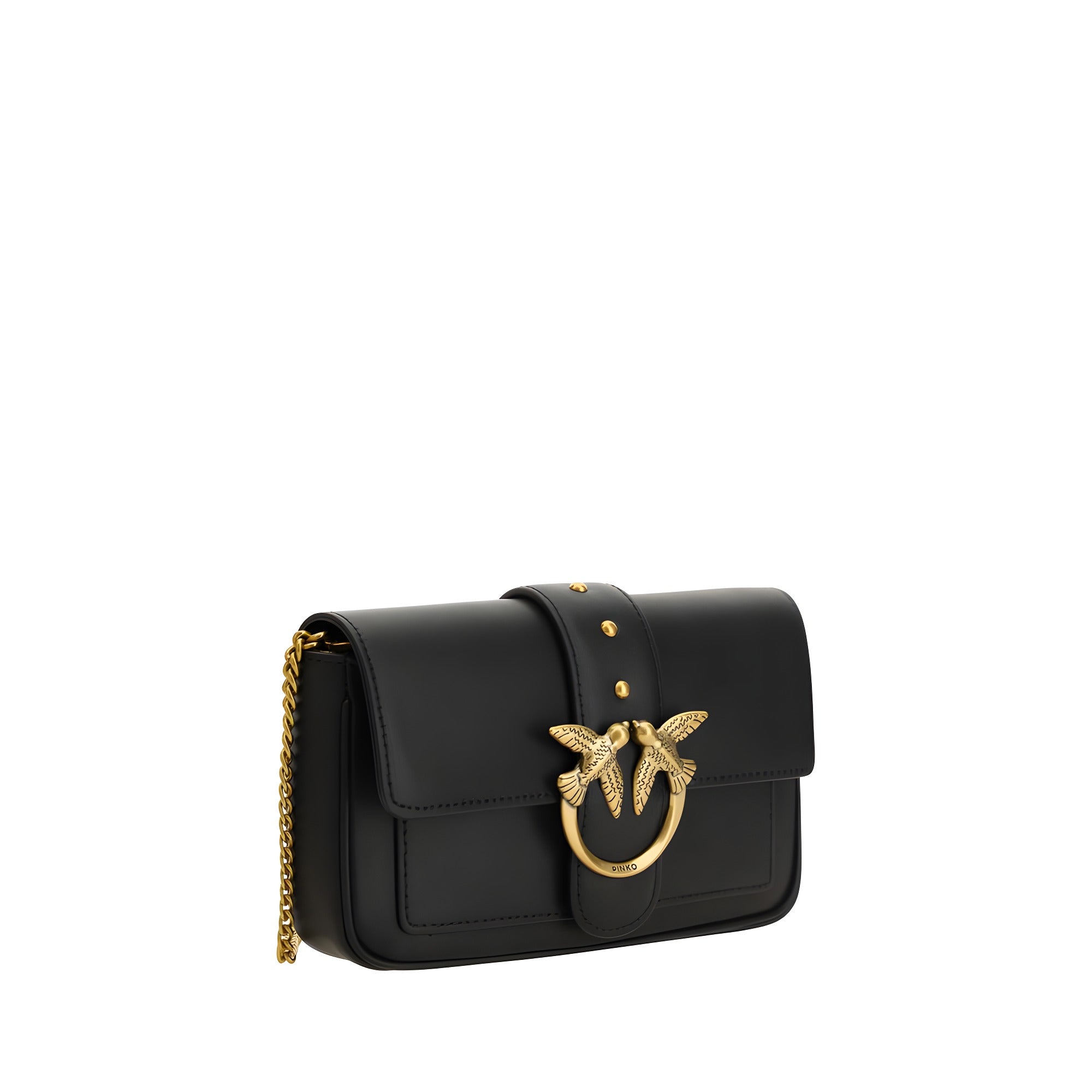 PINKO Black Calf Leather Shoulder Bag