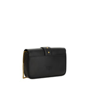 PINKO Black Calf Leather Shoulder Bag