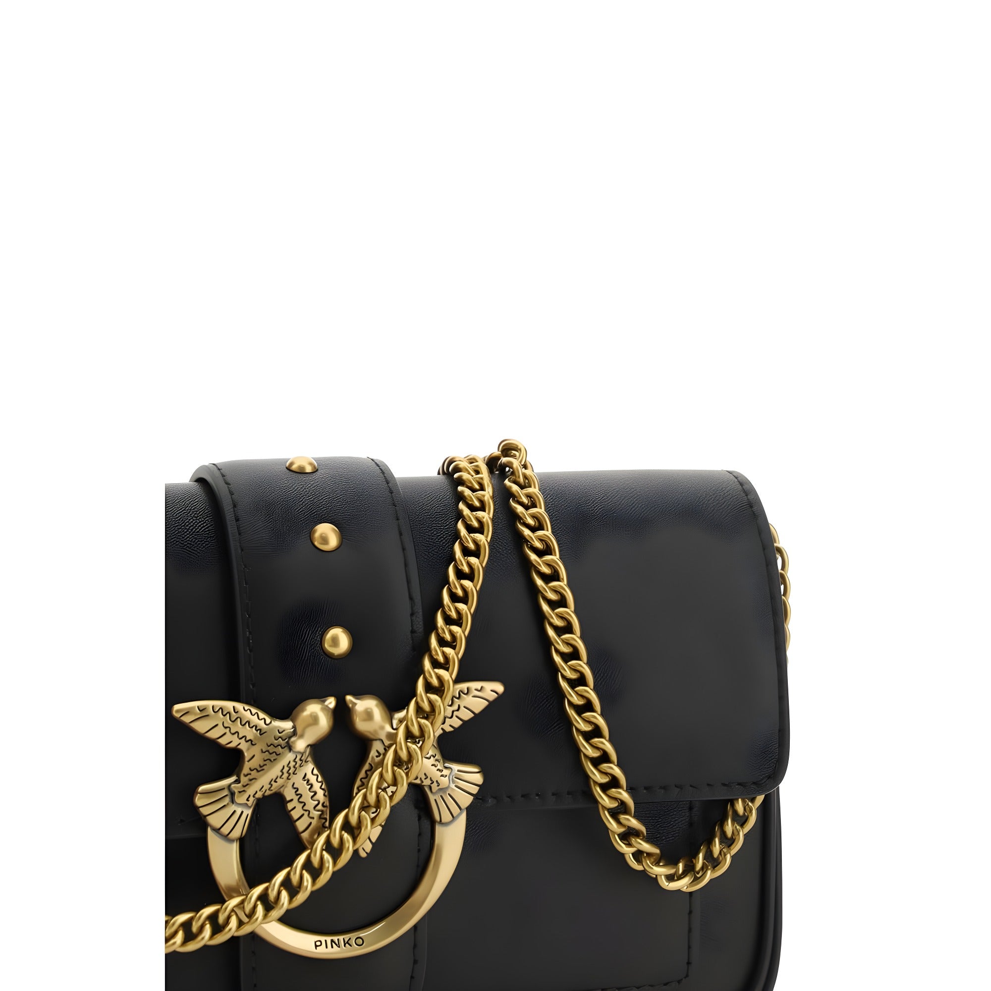PINKO Black Calf Leather Shoulder Bag