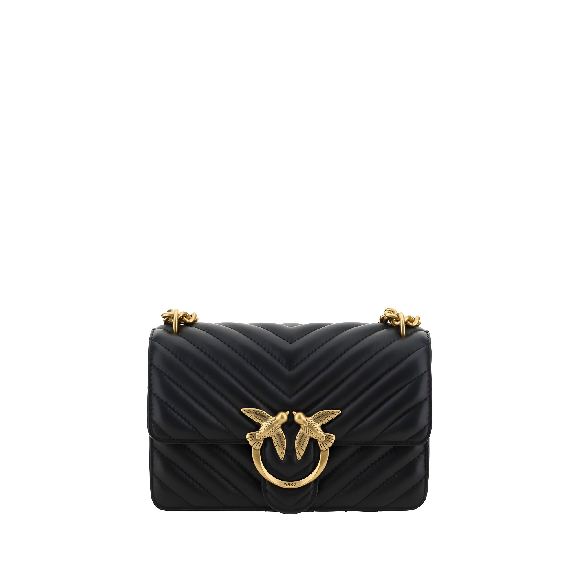 PINKO Black Calf Leather Shoulder Bag