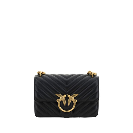 PINKO Black Calf Leather Shoulder Bag