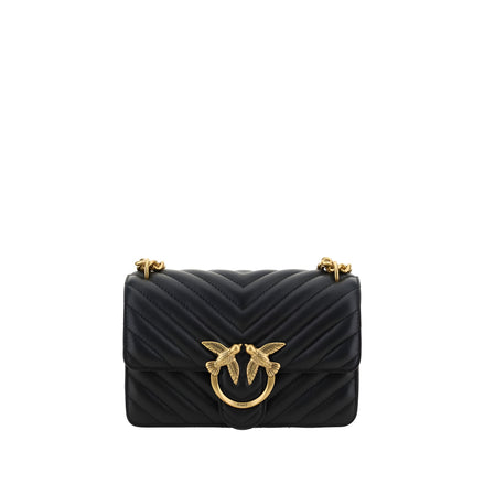 PINKO Black Calf Leather Shoulder Bag