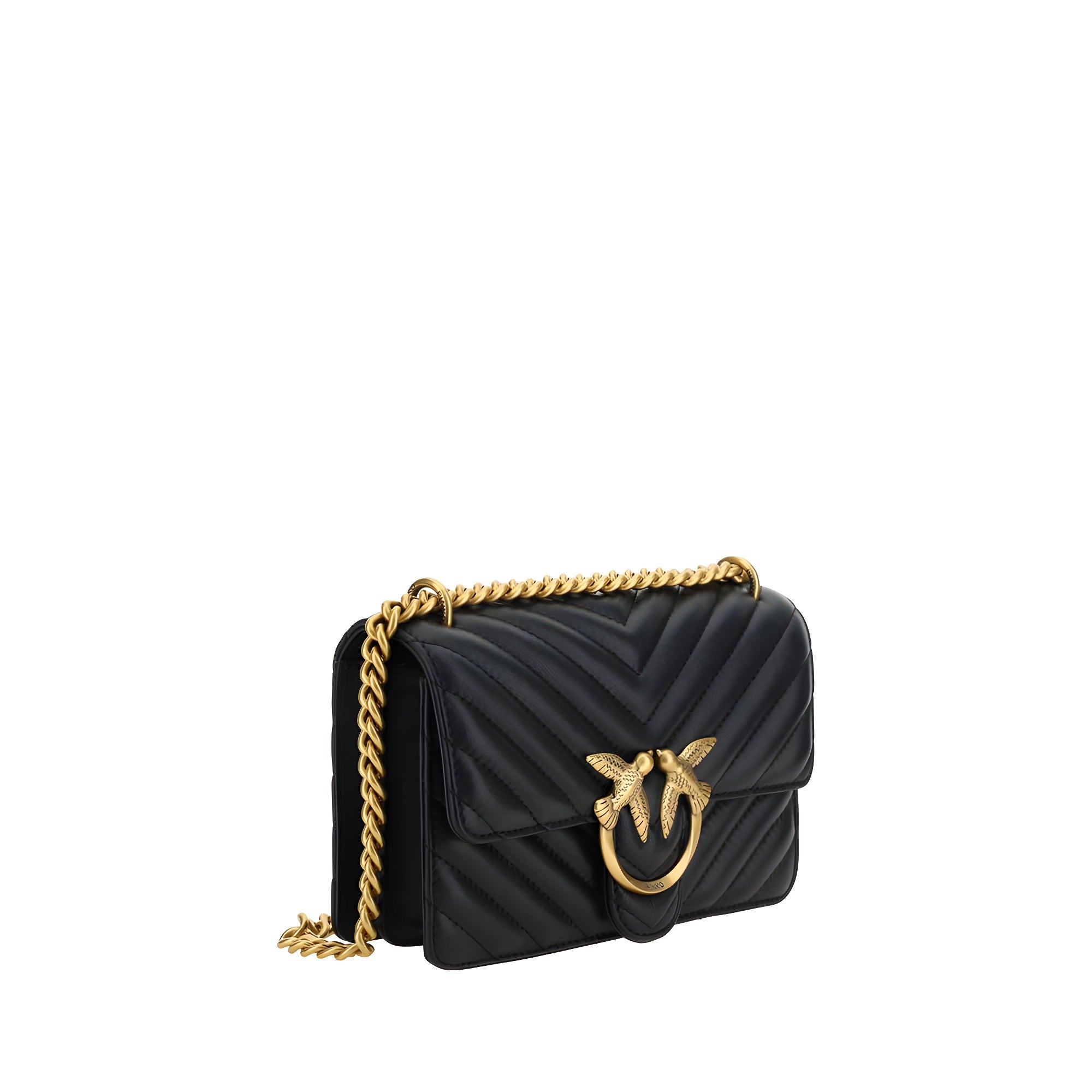 PINKO Black Calf Leather Shoulder Bag