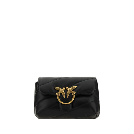 PINKO Black Calf Leather Shoulder Bag
