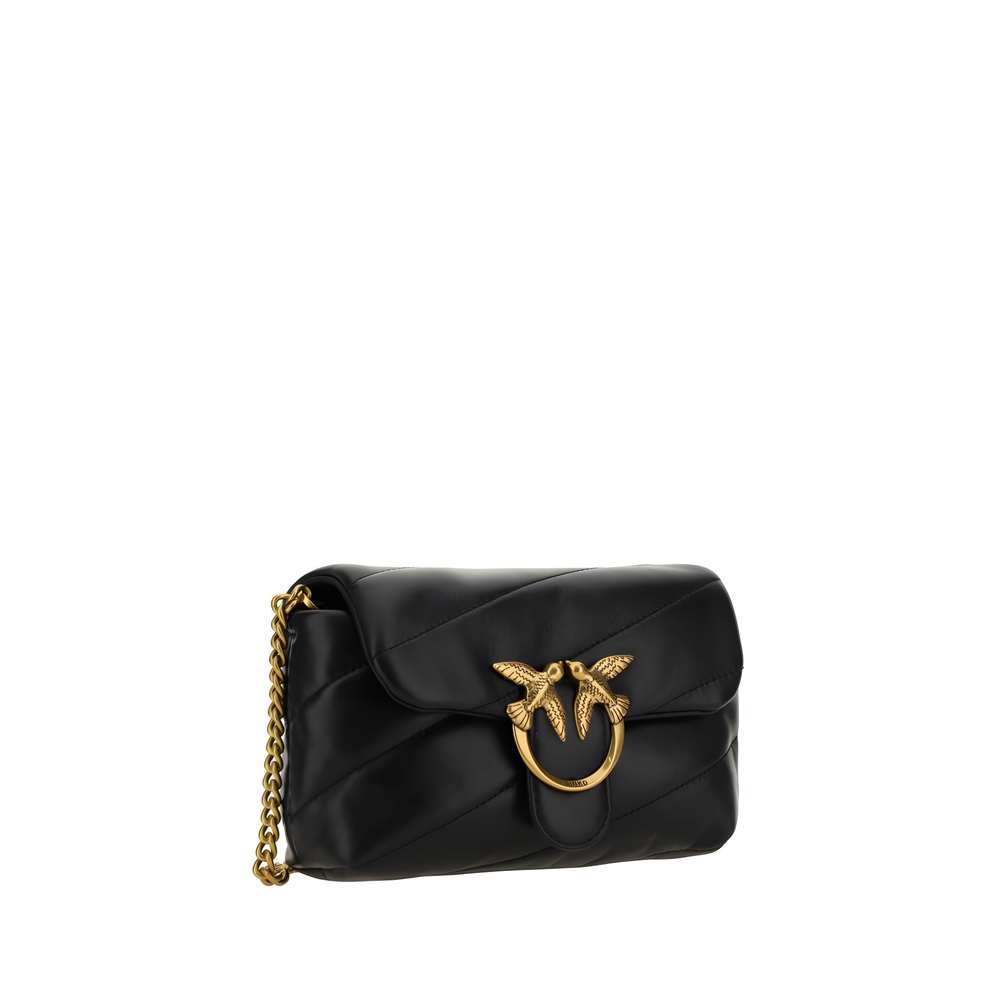 PINKO Black Calf Leather Shoulder Bag