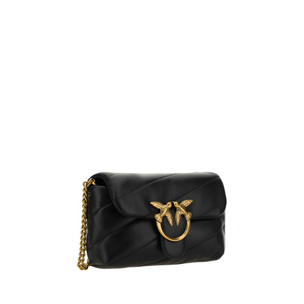 PINKO Black Calf Leather Shoulder Bag