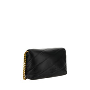 PINKO Black Calf Leather Shoulder Bag
