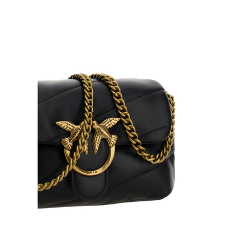 PINKO Black Calf Leather Shoulder Bag