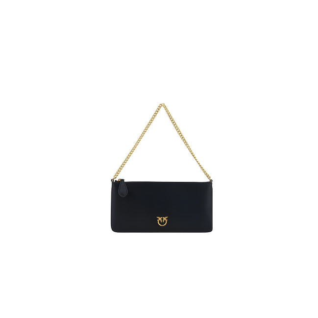 PINKO Black Calf Leather Shoulder Bag