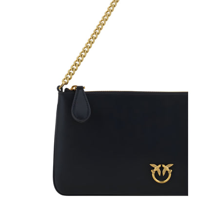PINKO Black Calf Leather Shoulder Bag