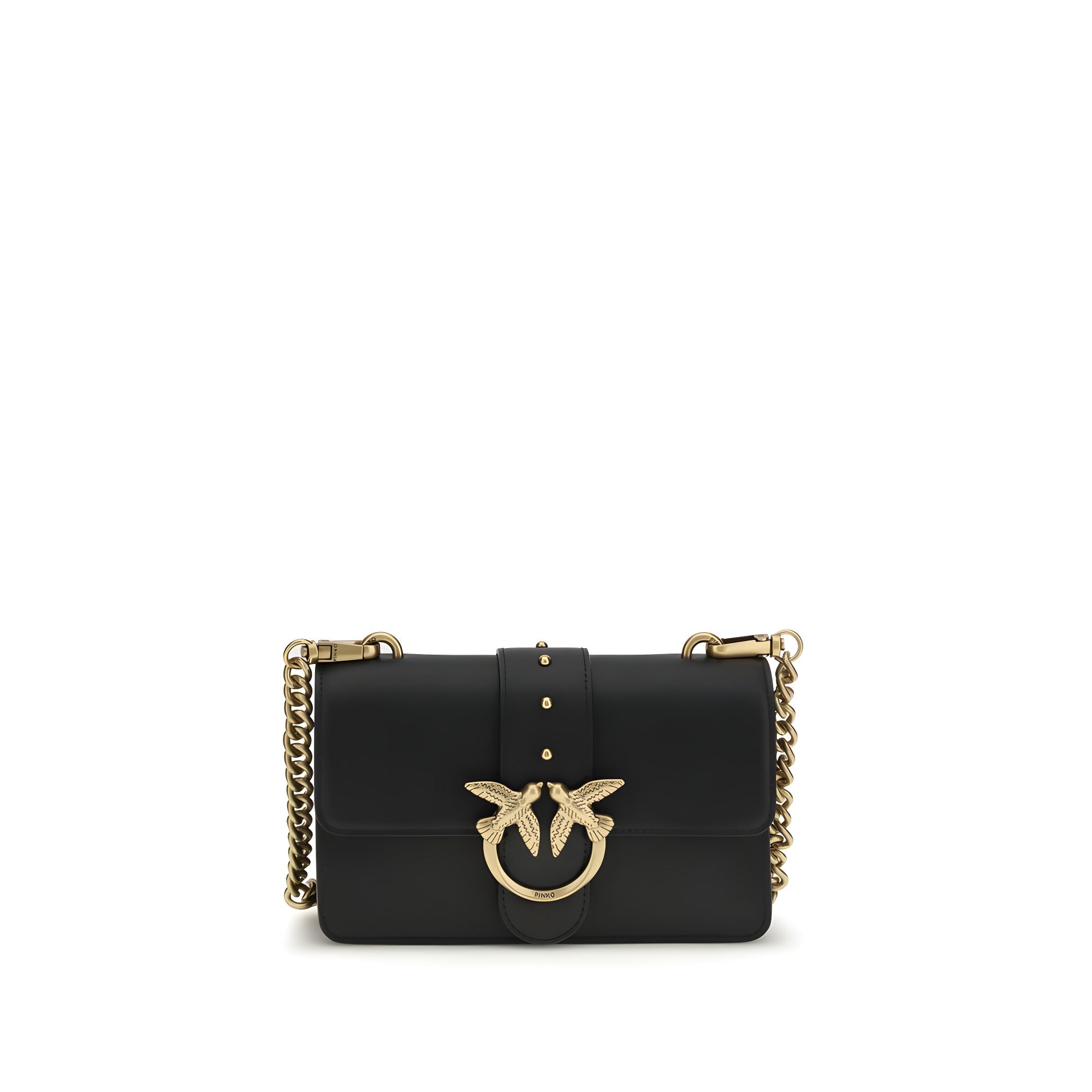 PINKO Black Calf Leather Shoulder Bag