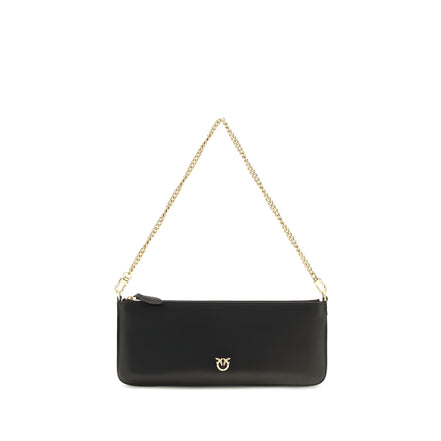 PINKO Black Calf Leather Shoulder Bag