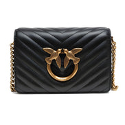 PINKO Black Love Click Mini Chevron Shoulder Bag