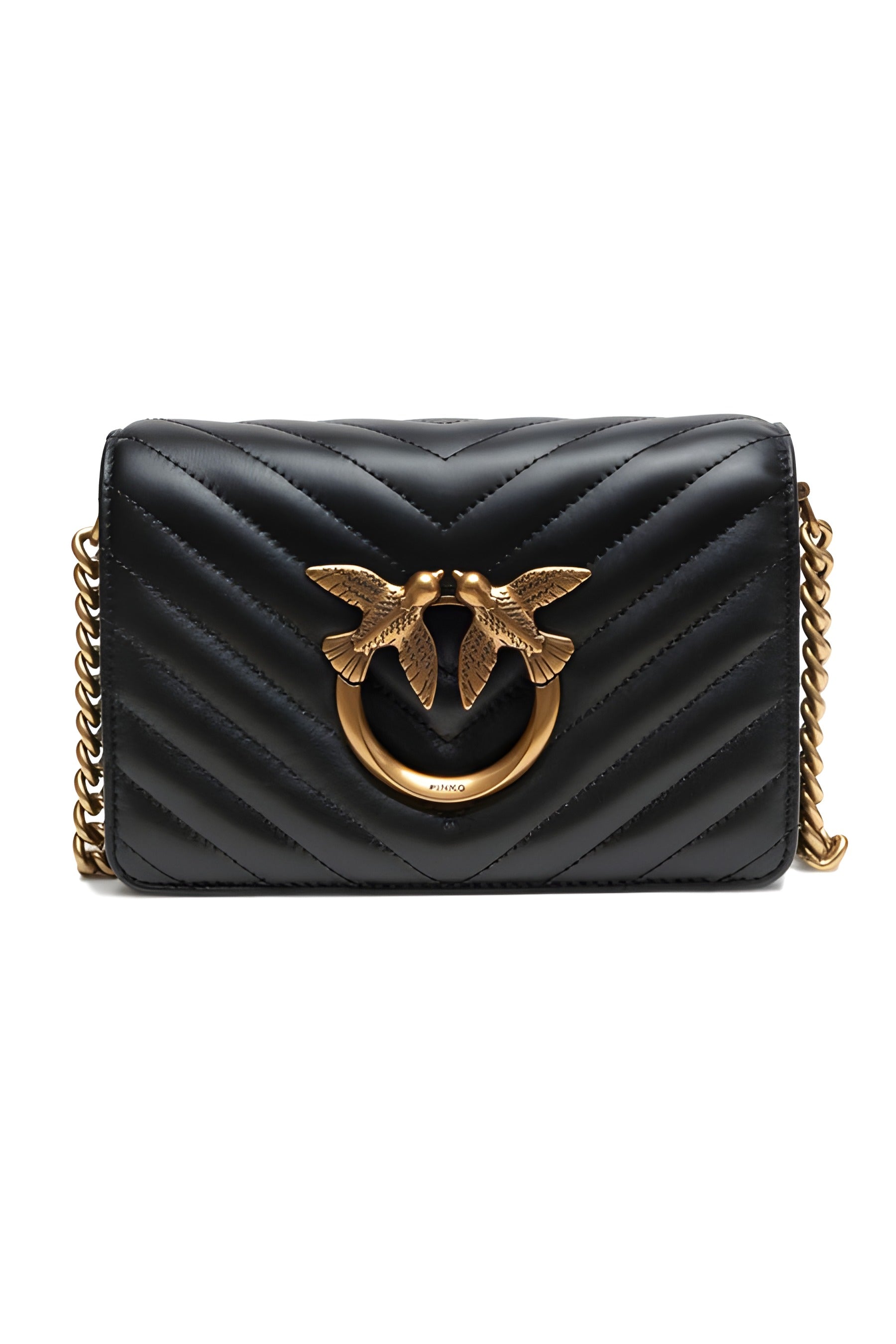PINKO Black Love Click Mini Chevron Shoulder Bag