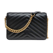 PINKO Black Love Click Mini Chevron Shoulder Bag