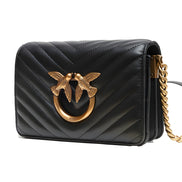 PINKO Black Love Click Mini Chevron Shoulder Bag