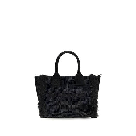 PINKO Black Beach Raffia Tote Bag