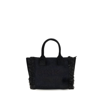 PINKO Black Beach Raffia Tote Bag