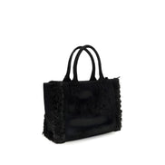 PINKO Black Beach Raffia Tote Bag