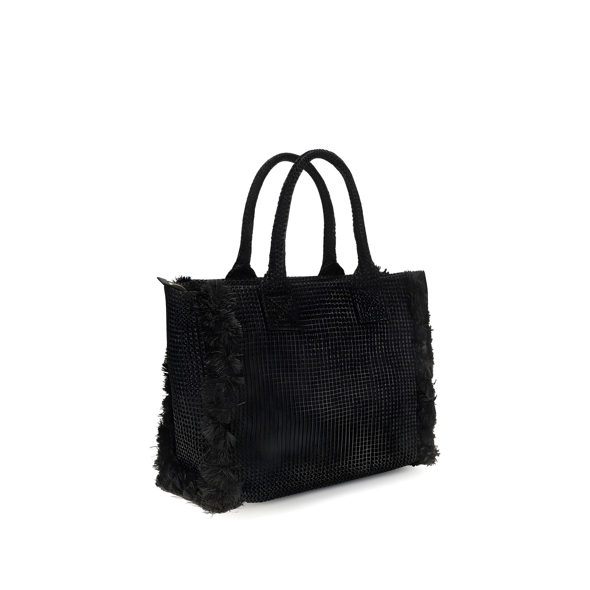 PINKO Black Beach Raffia Tote Bag