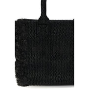 PINKO Black Beach Raffia Tote Bag