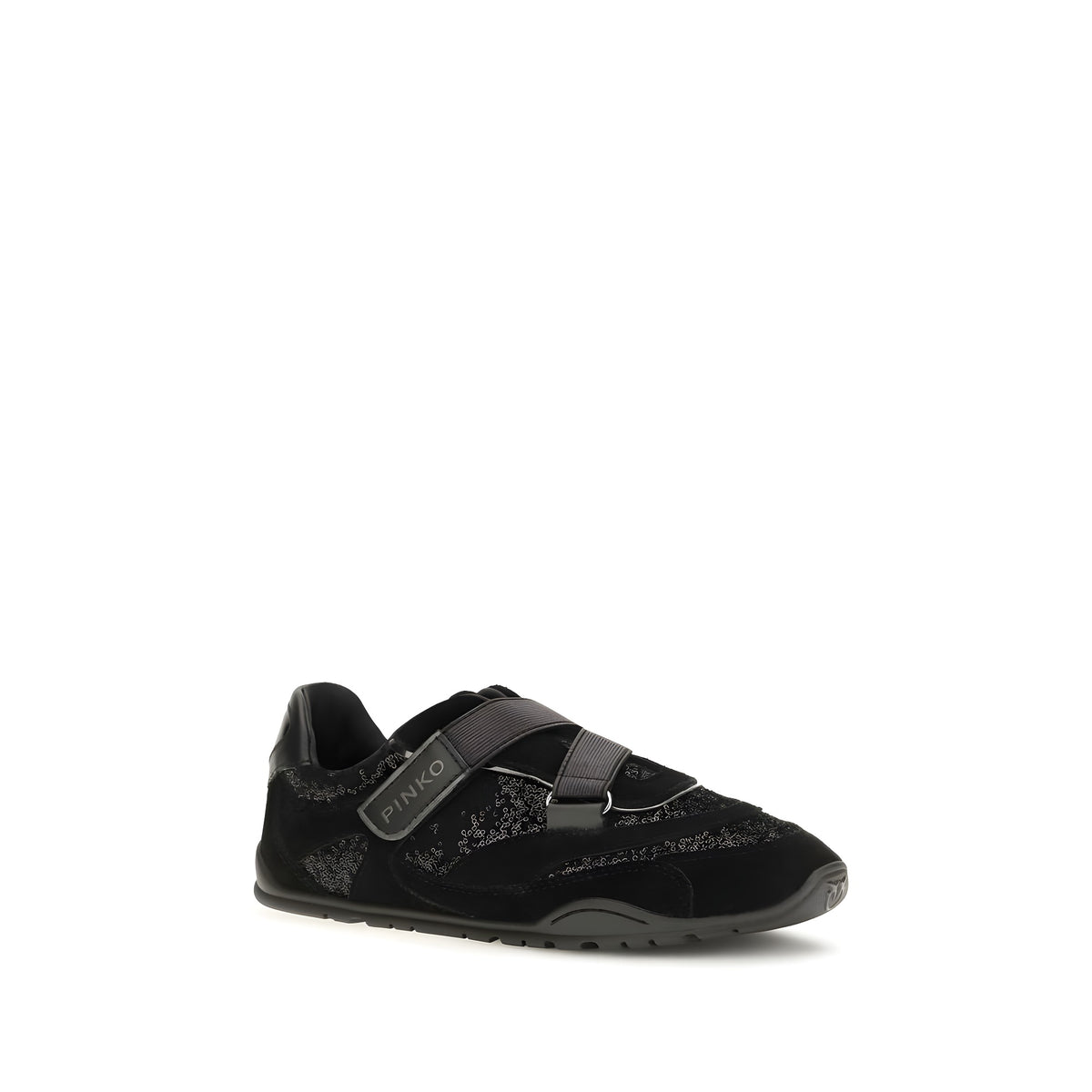 PINKO Black Suede Leather Athletic Sneakers