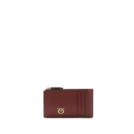 PINKO Bordeaux Calf Leather Cardholder