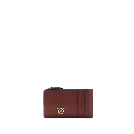 PINKO Bordeaux Calf Leather Cardholder