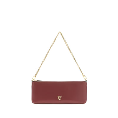 PINKO Bordeaux Calf Leather Shoulder Bag