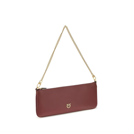 PINKO Bordeaux Calf Leather Shoulder Bag