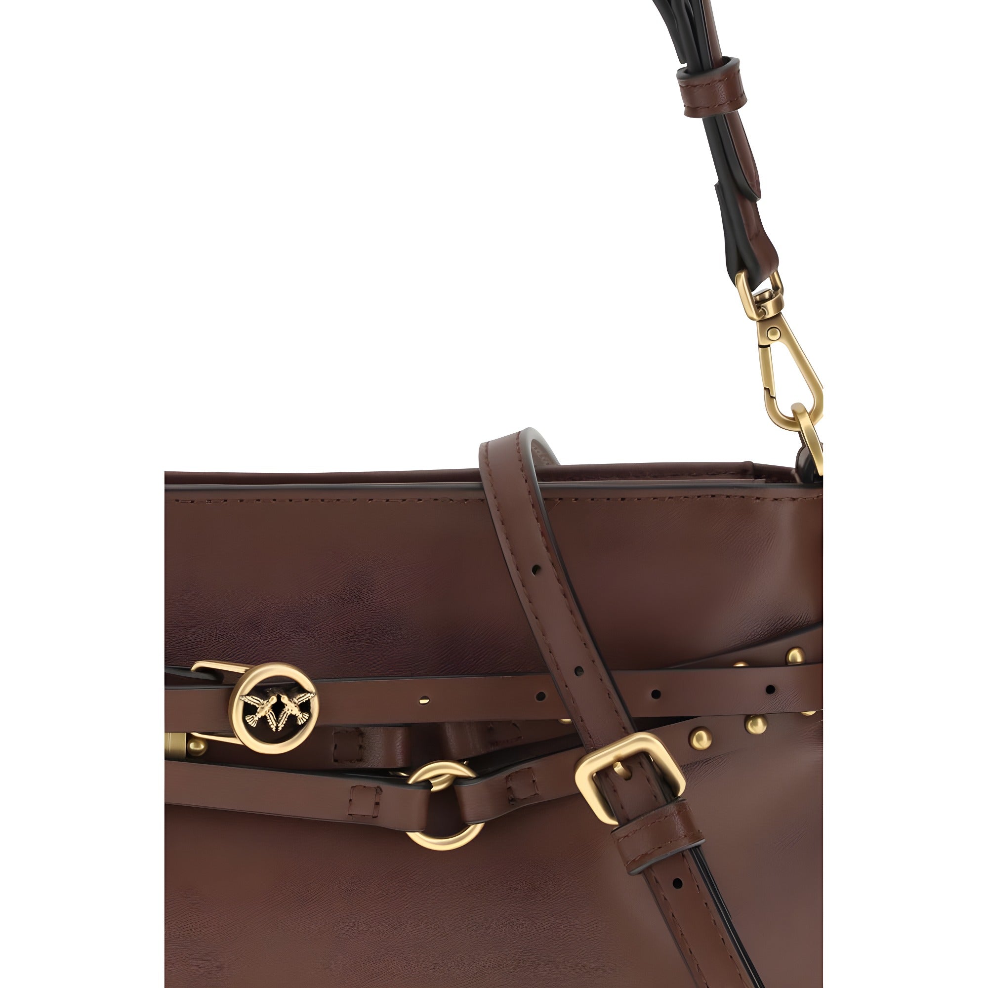 PINKO Brown Buckles Shoulder Bag