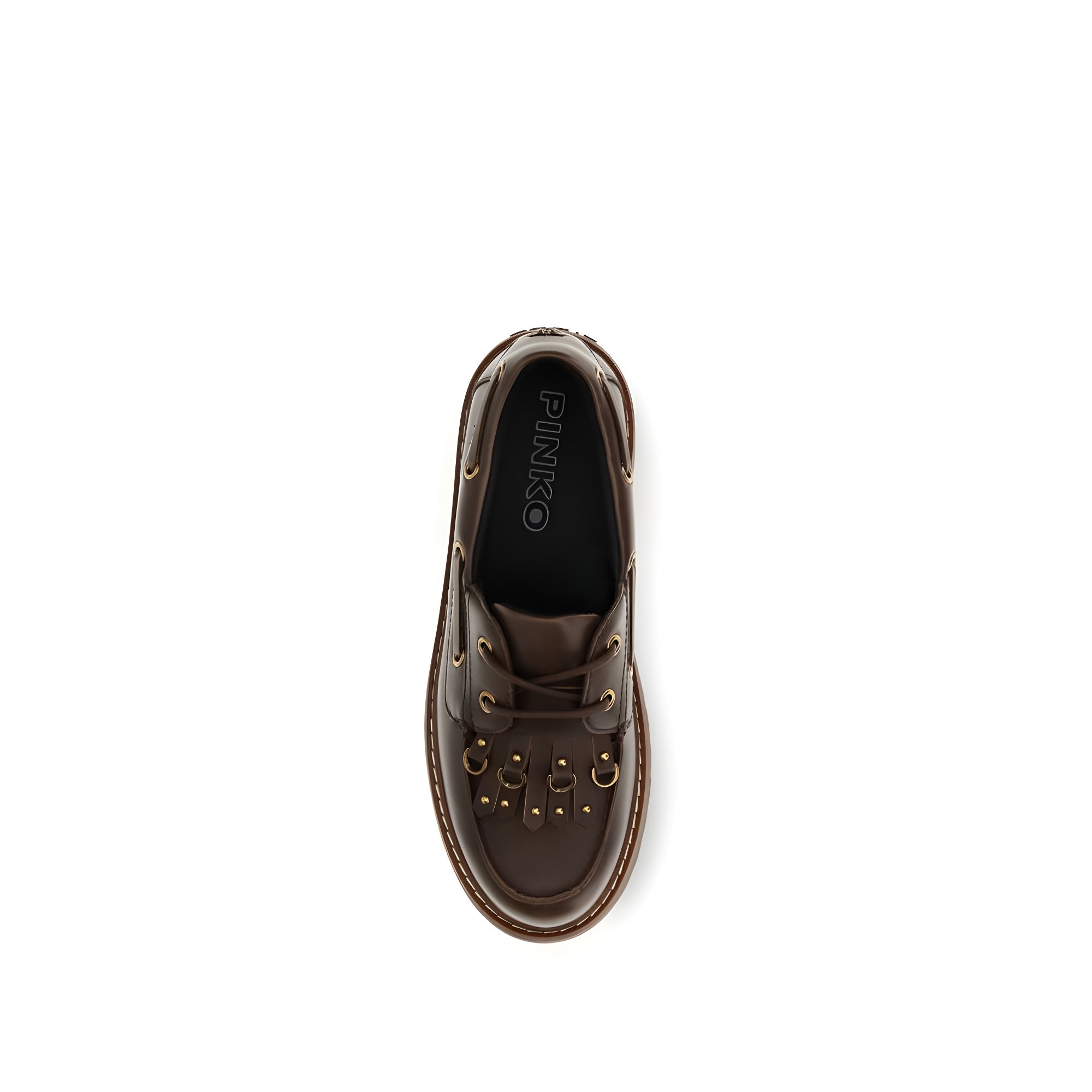 PINKO Brown Leather Platform Loafers